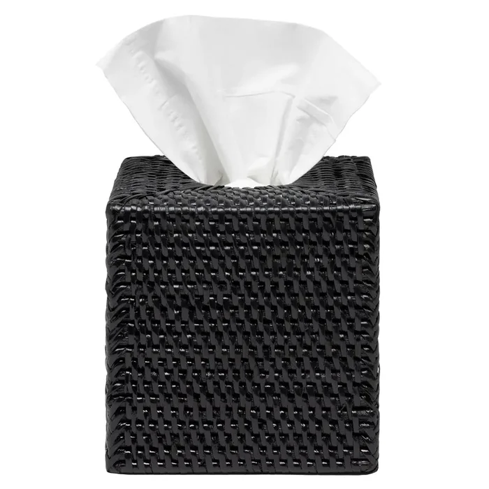 Dalton Rattan Tissue Box Cover (True Black)