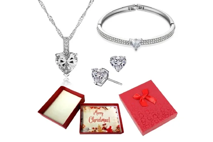 Dazzling Christmas Jewelry Gift Set – Necklace, Bracelet & Earrings