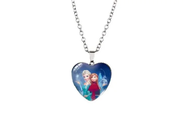 Dazzling Frozen Elsa & Anna Heart Necklace