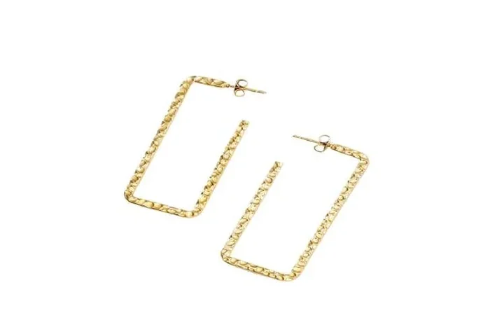 Dazzling Gold Rectangle Geometric Hoop Earrings