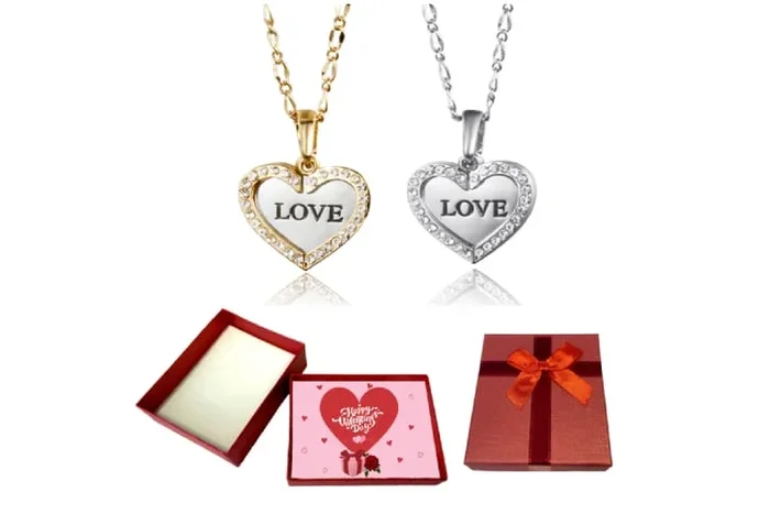 Dazzling Heart Necklace & Luxurious Valentine Gift Box