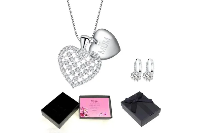 Dazzling Heartfelt Necklace & Earrings Set with Sentimental Message Box