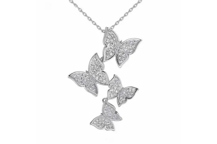 Dazzling Linked Crystal Butterfly Necklace