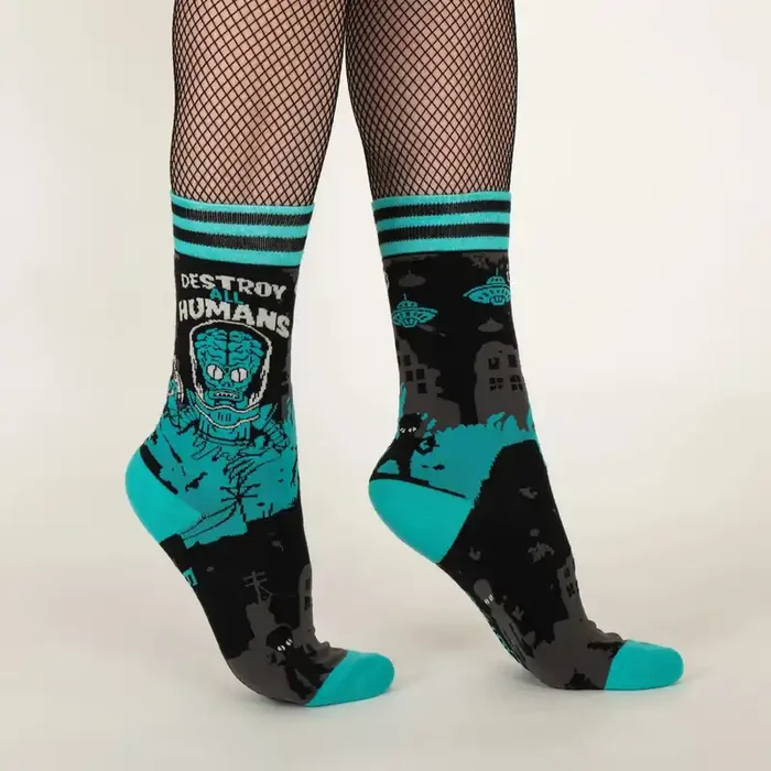 Destroy All Humans Crew Socks Alien Horror Themed Socks