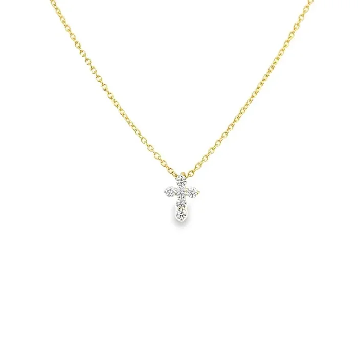 Diamond Cross 6= 0.15ctw Necklace 14kt Yellow Gold – Gaines Jewelers Exclusive