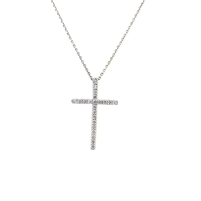 Diamond Cross Necklace 14kt white gold – Nemati