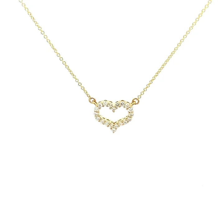 Diamond Heart Fixed on 18″ 14k White Gold Chain – Nemati