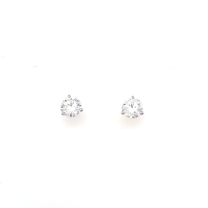****Diamond stud earrings, 2 round lab diamonds=4.18ct 14kt white gold