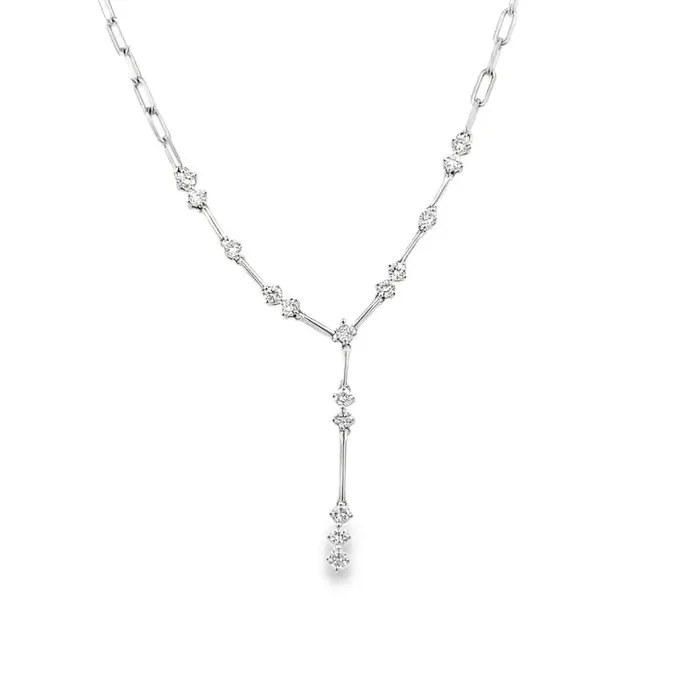 Diamond Y Necklace 16=.62ct, 14kt white gold