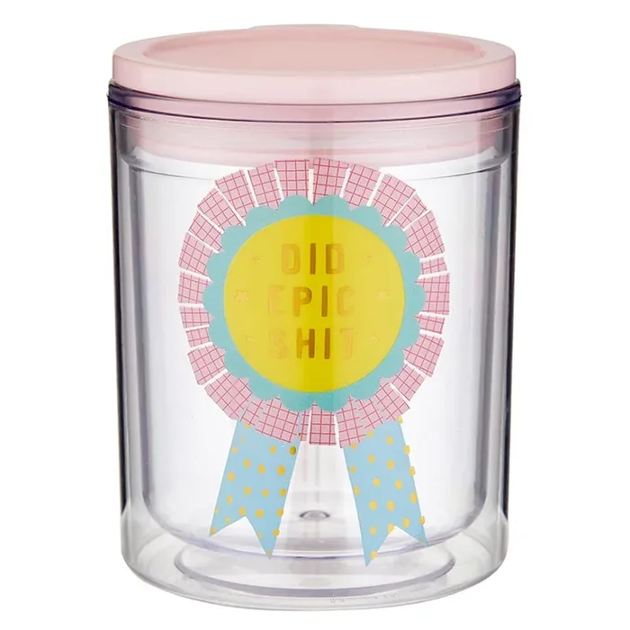 Did Epic Shit Double-Wall Short Tumbler Acrylic Travel Tumbler with Lid 4.5″