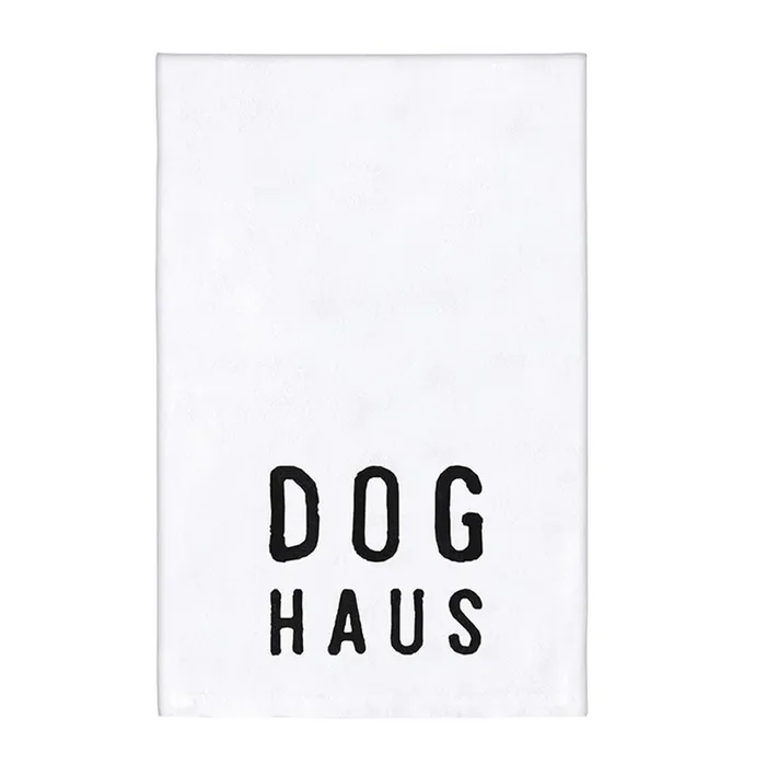 Dog Haus Kitchen Towel in White Cotton Tea Dish Towel 30″ x 30″