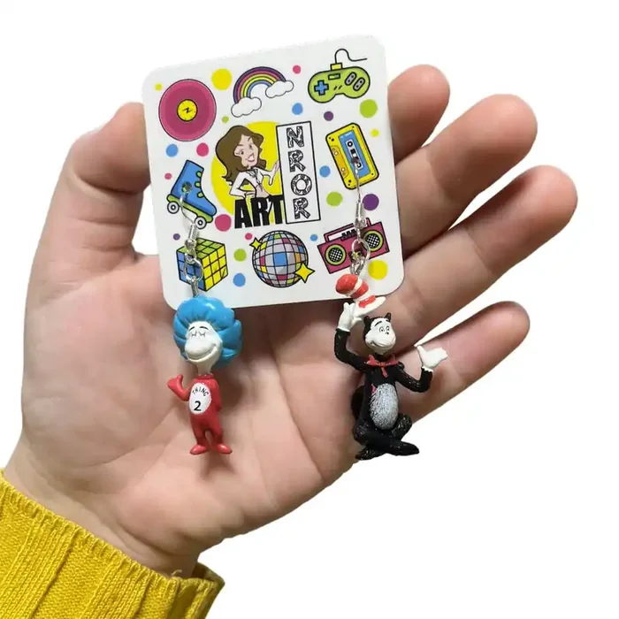 Dr. Seuss – The Cat in the Hat and Thing 2 Earrings Dangle Fashion Jewelry