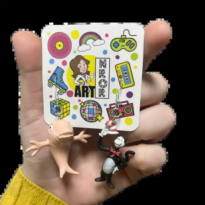 Dr. Seuss The Cat in the Hat Earring Cat and Fish Dangle Earrings