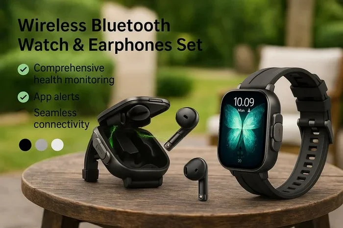 Dynamic 2-in-1 Wireless Bluetooth Watch & Earphones Set – Choose Your Style!