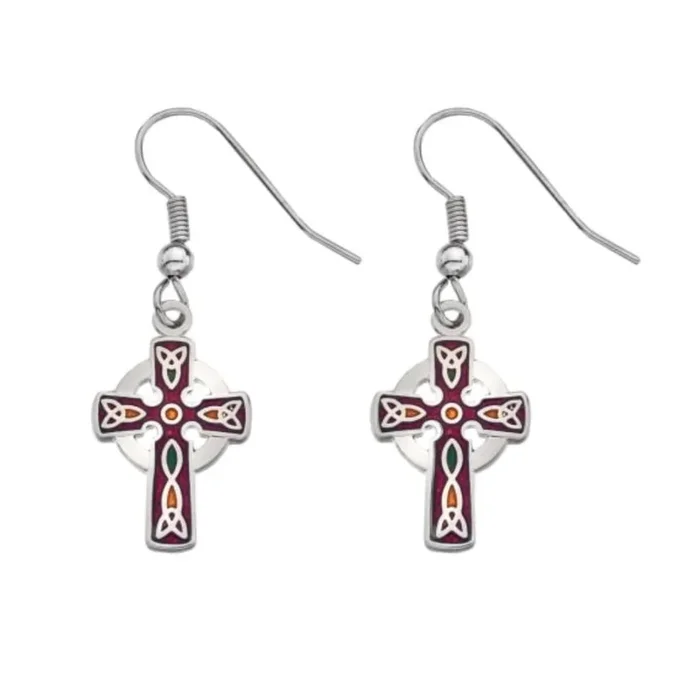 Earrings – Celtic Cross Red