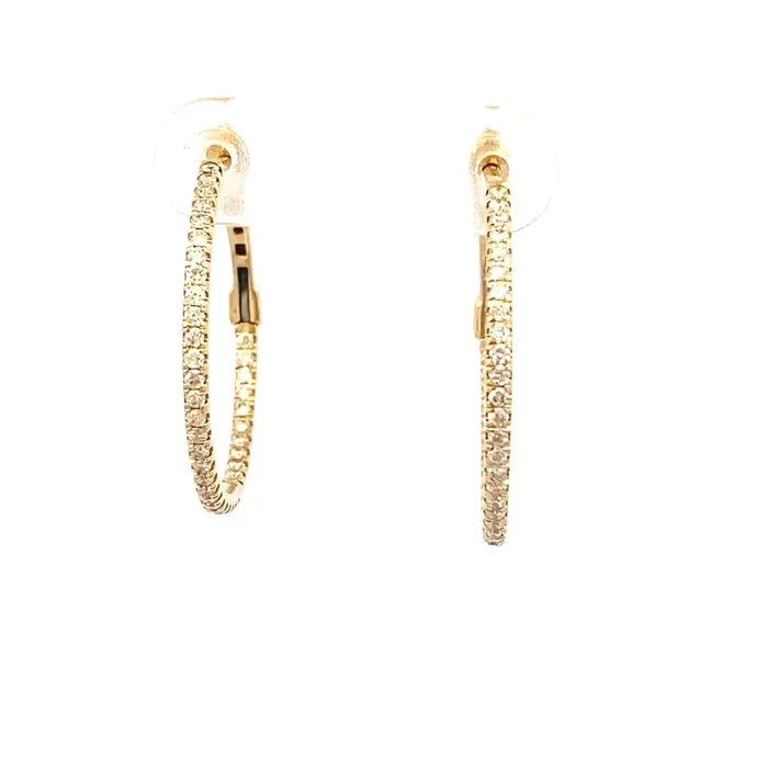 Earrings diamond hoops inside-out 76=.49ct 14kt yellow gold-Nemati