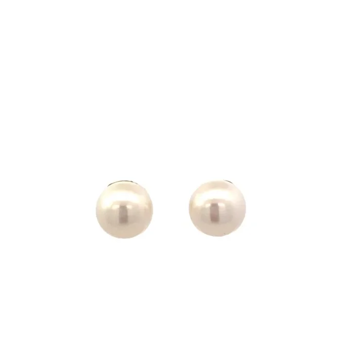 Earrings- fresh water pearl studs 10-10.5mm 14kt yellow gold