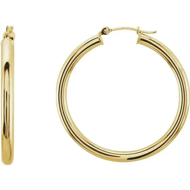 Earrings hoop 35mm x3mm 14kt yg