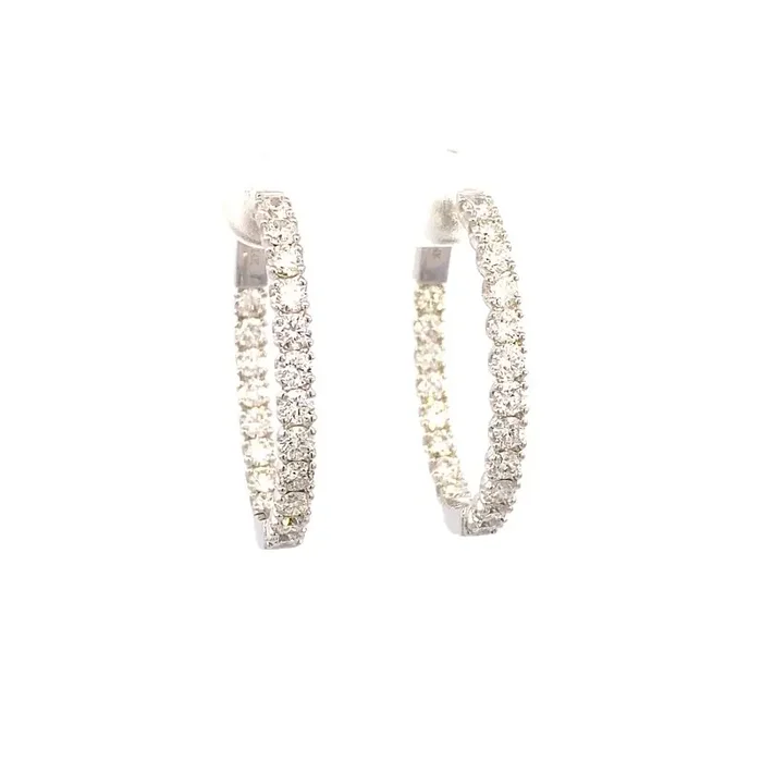 Earrings- oval diamond hoops 30=2.06ct 14kt white gold