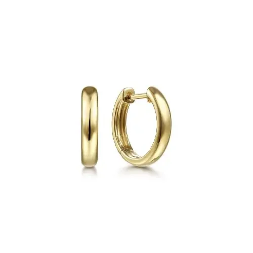 Earrings tiny plain gold hoops 14kt yellow gold