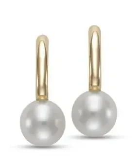 Earrings with fresh water pearl on a semi hoop 14kt yellow gold – Mastoloni