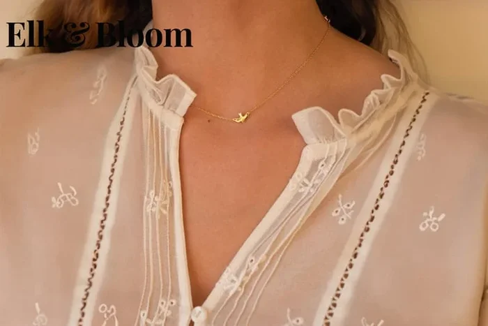 Elk & Bloom 18K Gold Bird Pendant Necklace – Sterling Silver Chain, Adjustable, Hypoallergenic Choker