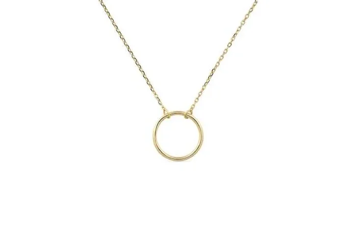 Elk & Bloom 18K Gold Circle Pendant Necklace – Sterling Silver, Adjustable, Hypoallergenic, Minimalist Gift