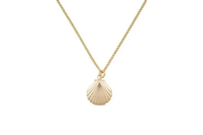 Elk & Bloom 18K Gold Plated Shell Pendant Necklace – Adjustable Sterling Silver Chain, Minimalist Gift Jewellery
