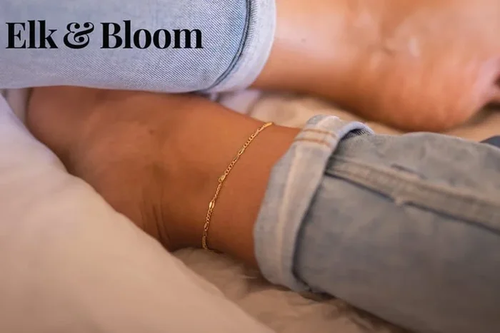 Elk & Bloom 18K Gold-Plated Sterling Silver Adjustable Anklet – Minimalist Everyday Jewellery