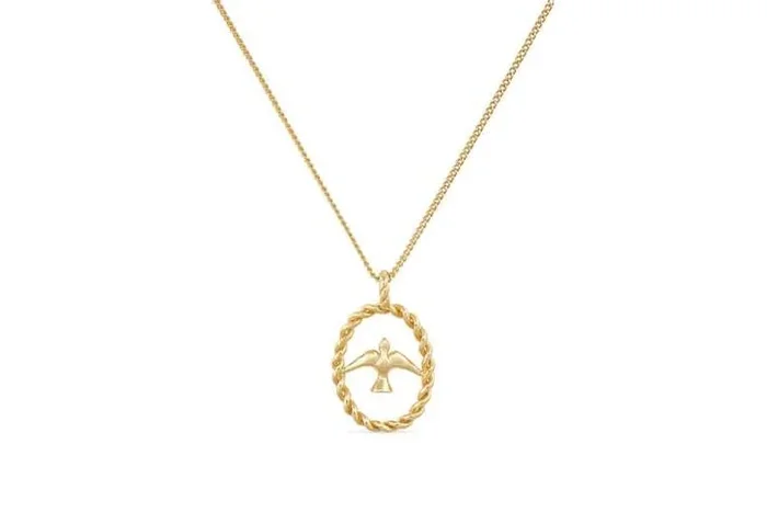 Elk & Bloom Luxurious Gold 18K Twisted Circle Bird Necklace