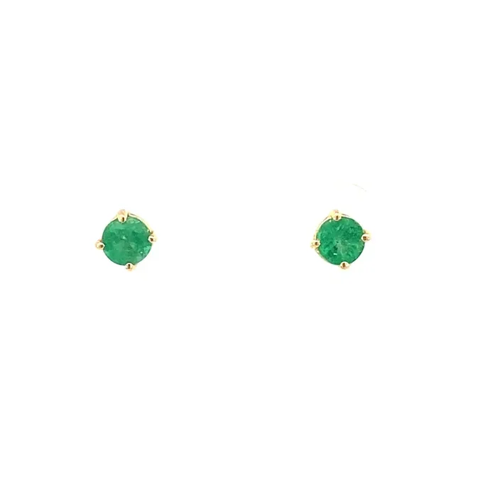 Emerald 4mm Studs 14kt Yellow Gold Earrings – Jabel