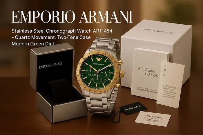 Emporio Armani Chronograph AR11454—Green Dial Men’s Stainless Watch