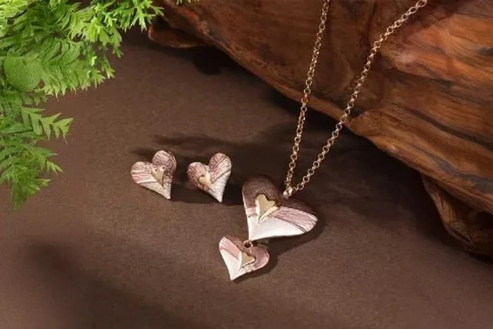 Enamel Heart Jewellery Set – Hypoallergenic Stainless Steel, 2-Piece Matching Necklace & Earrings