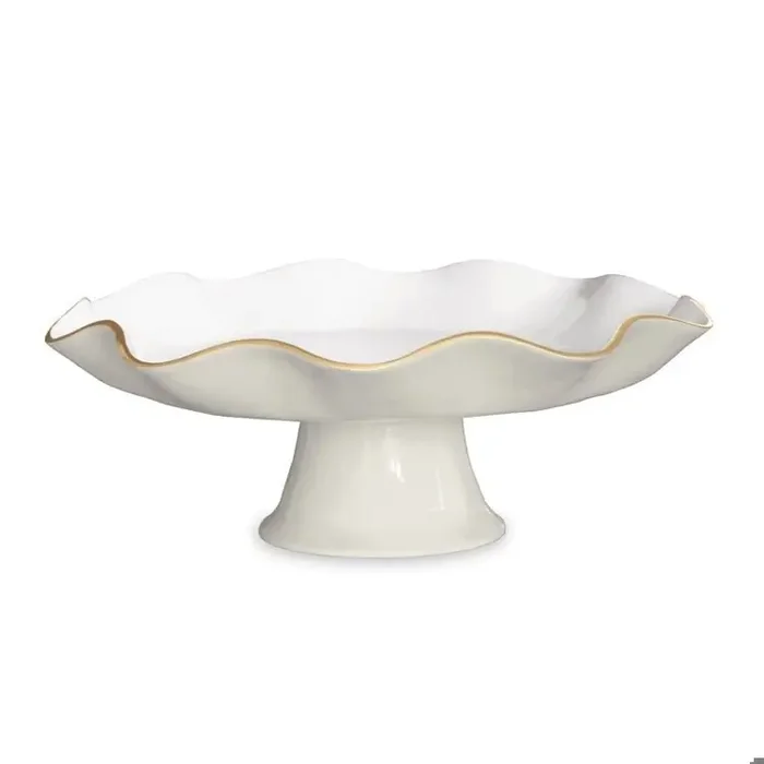 Encanto Carola Pedestal Cake Plate – Cream and White – Beatriz Ball
