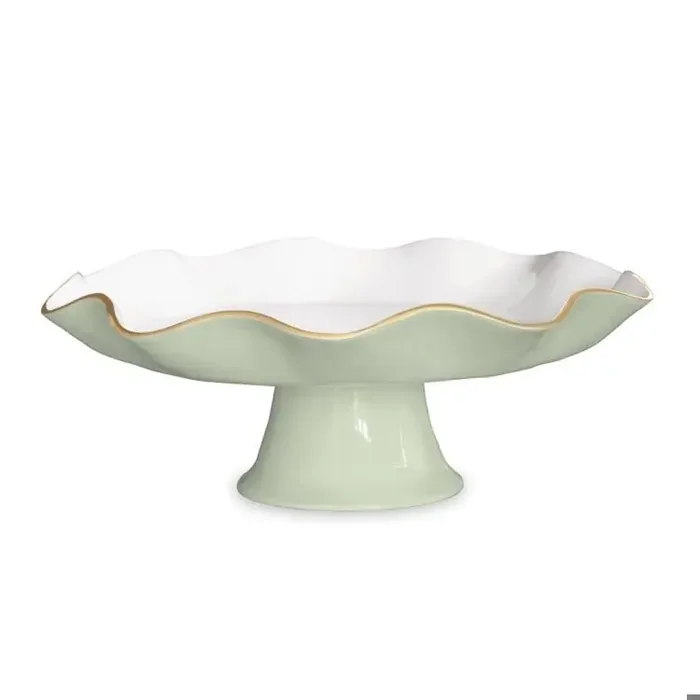 Encanto Carola Pedestal Cake Plate – Pistachio and White – Beatriz Ball