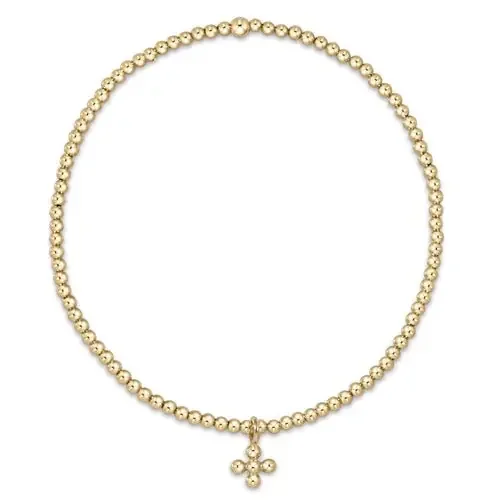 enewton-Classic 2mm Beaded Signature Gold Cross Charm