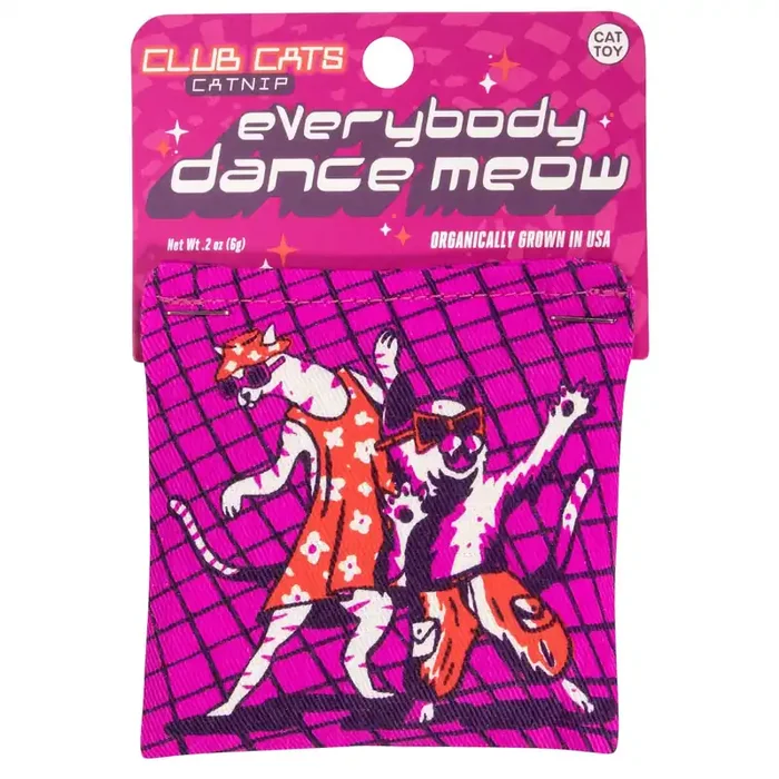 Everybody Dance Meow Club Cats Catnip Toy Premium Organic Catnip in Illustrated Cotton Pouch BlueQ at GetBullish