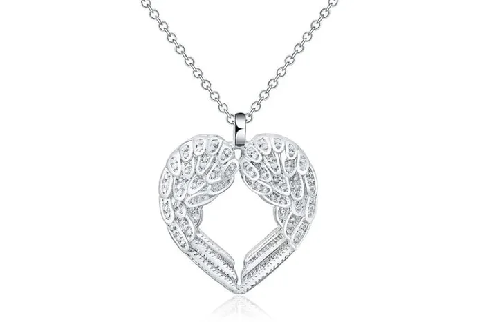 Exquisite Angel Wings Heart Necklace