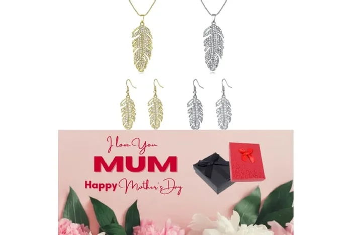 Exquisite Feather Jewelry Set in Deluxe Gift Box