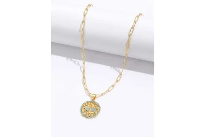 Exquisite Gold-Tone Blue Bird Wings Necklace