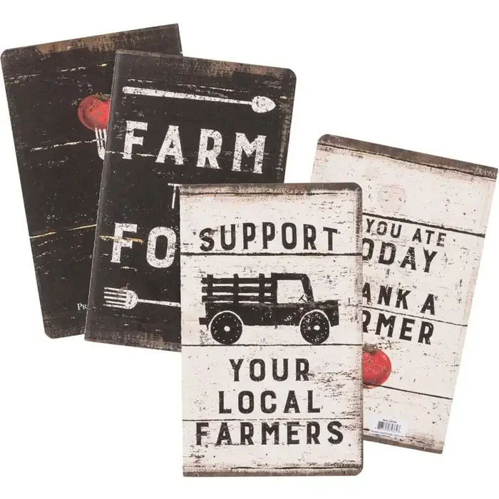 Farm To Fork / Support Your Local Farmers Large Rustic Notebooks Set of 2