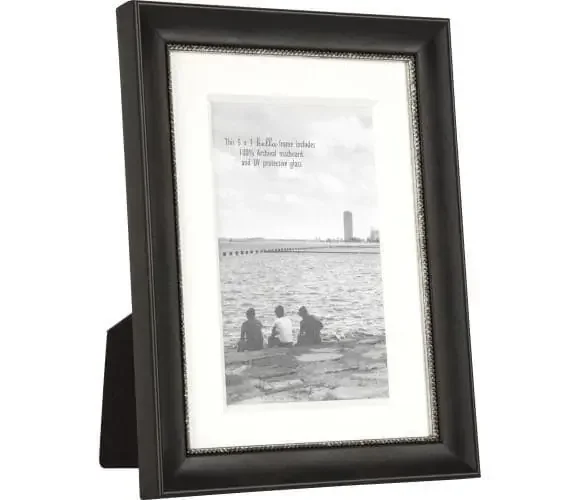 Finezza Black Scoop Tiny Silver Bead Picture Frame