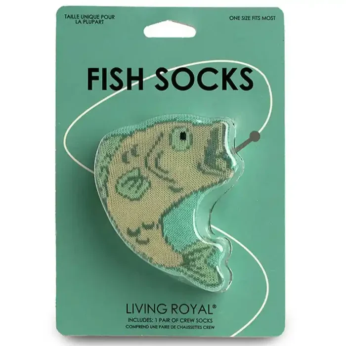 Fish Socks 3D Packaged Crew Socks in Green
