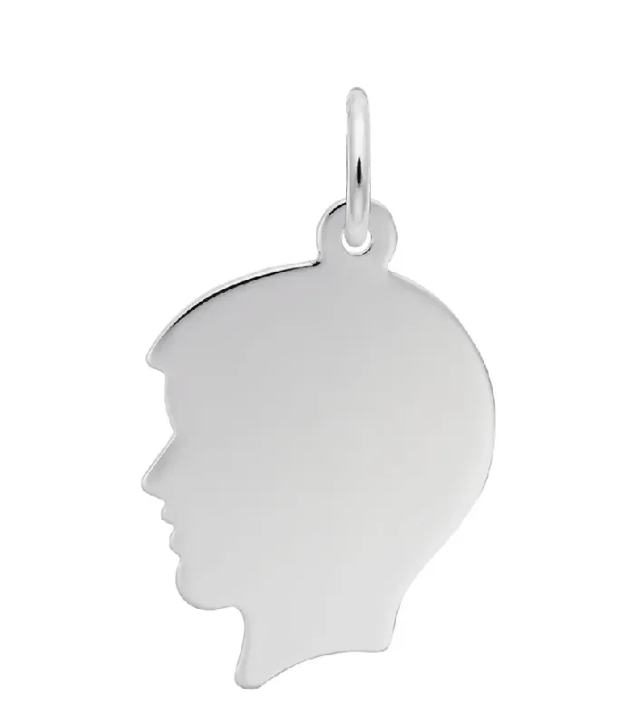 Flat Boys Head Charm – Sterling Silver – Rembrandt Charms