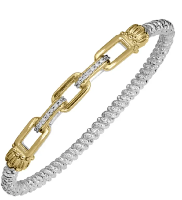 Flex Cuff Bracelet with (3) 14k yellow gold links and (2) diamond links