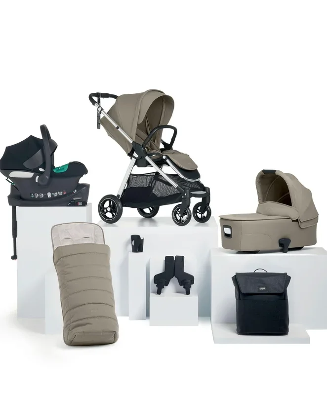 Flip XT³ Pushchair Complete Bundle with Cybex Aton B2 i-Size Car Seat & Base (7 Pieces) – Sage Grey
