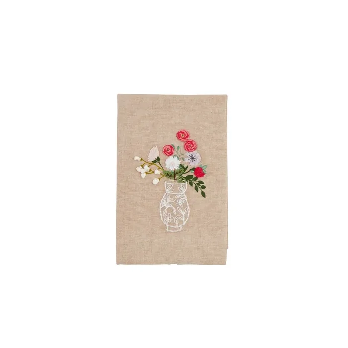 Flower In Vase Embroidered Towel