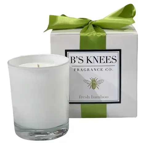 Fresh Bamboo 1 Wick White Glass Candle
