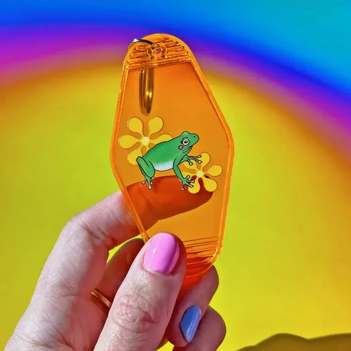 Frog Friend Motel Keychain in Transparent Orange