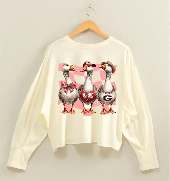 Georgia Goose Long Sleeve Tee • Cream